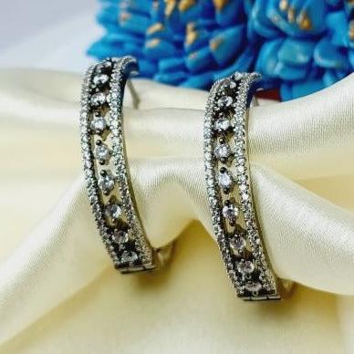 American Diamond Antique Vaani Hoop Earrings