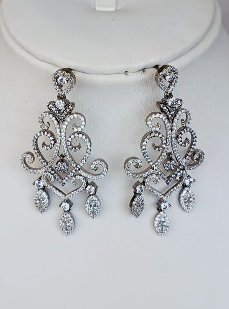 Antique American Diamond Vrinda Dangler Earrings
