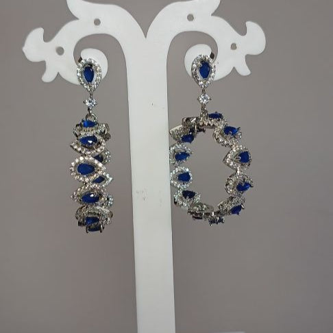 Blue Bindiya Hoop Silver