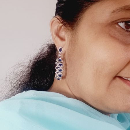 Blue Bindiya Hoop Silver