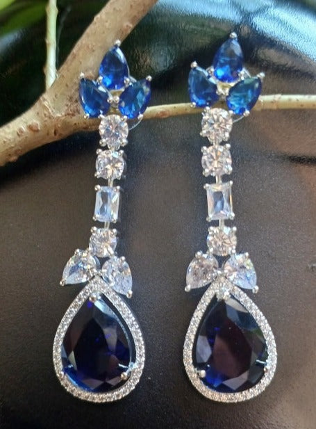 Blue Eden Danglers Silver