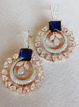 Blue Kamya Chandbali Rose Gold