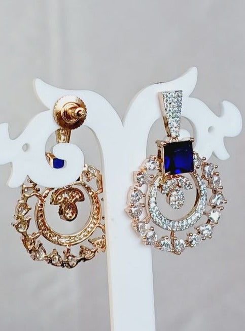 Blue Kamya Chandbali Rose Gold
