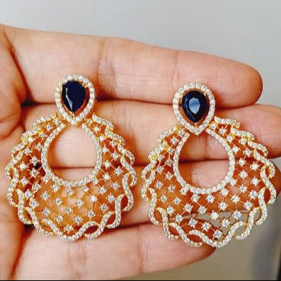 Blue Kriti Chandbali Gold