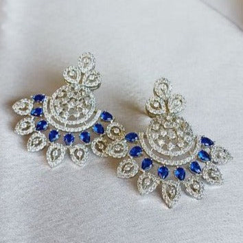 American Diamond Blue Niyati Dangler - Silver