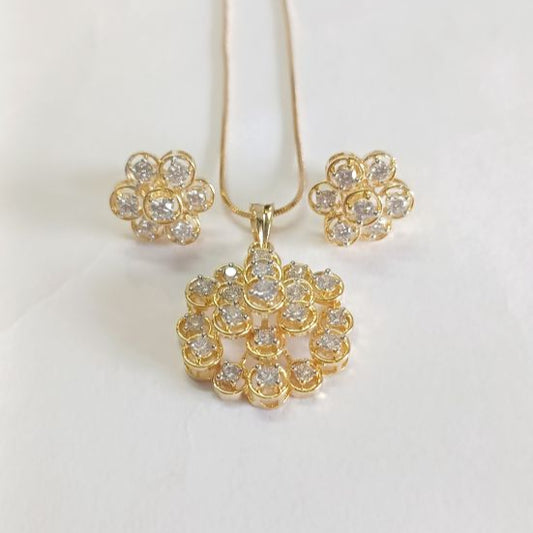 American Diamond Gold Amera Pendant Set