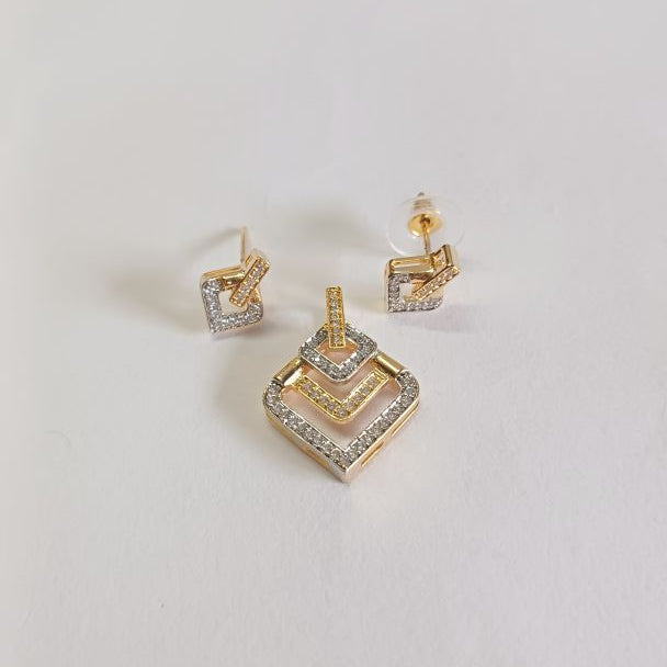 American Diamond Gold Bhakti Pendant Set