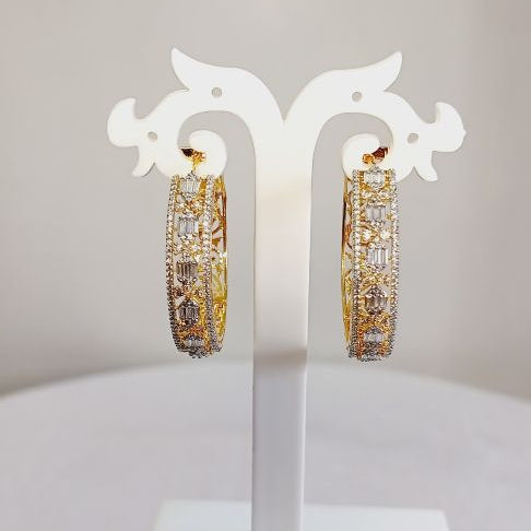 American Diamond Gold Deeksha Hoop Earrings