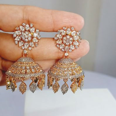 American Diamond Gold Divi Jhumkis
