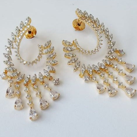 American Diamond Gold Faiza Drop Earrings