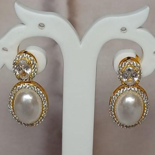 American Diamond Gold Feni Drop Earring
