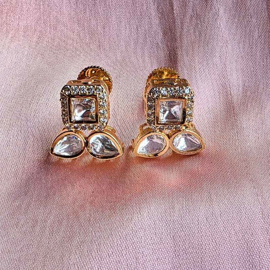 Gold Jala Kundan Studs
