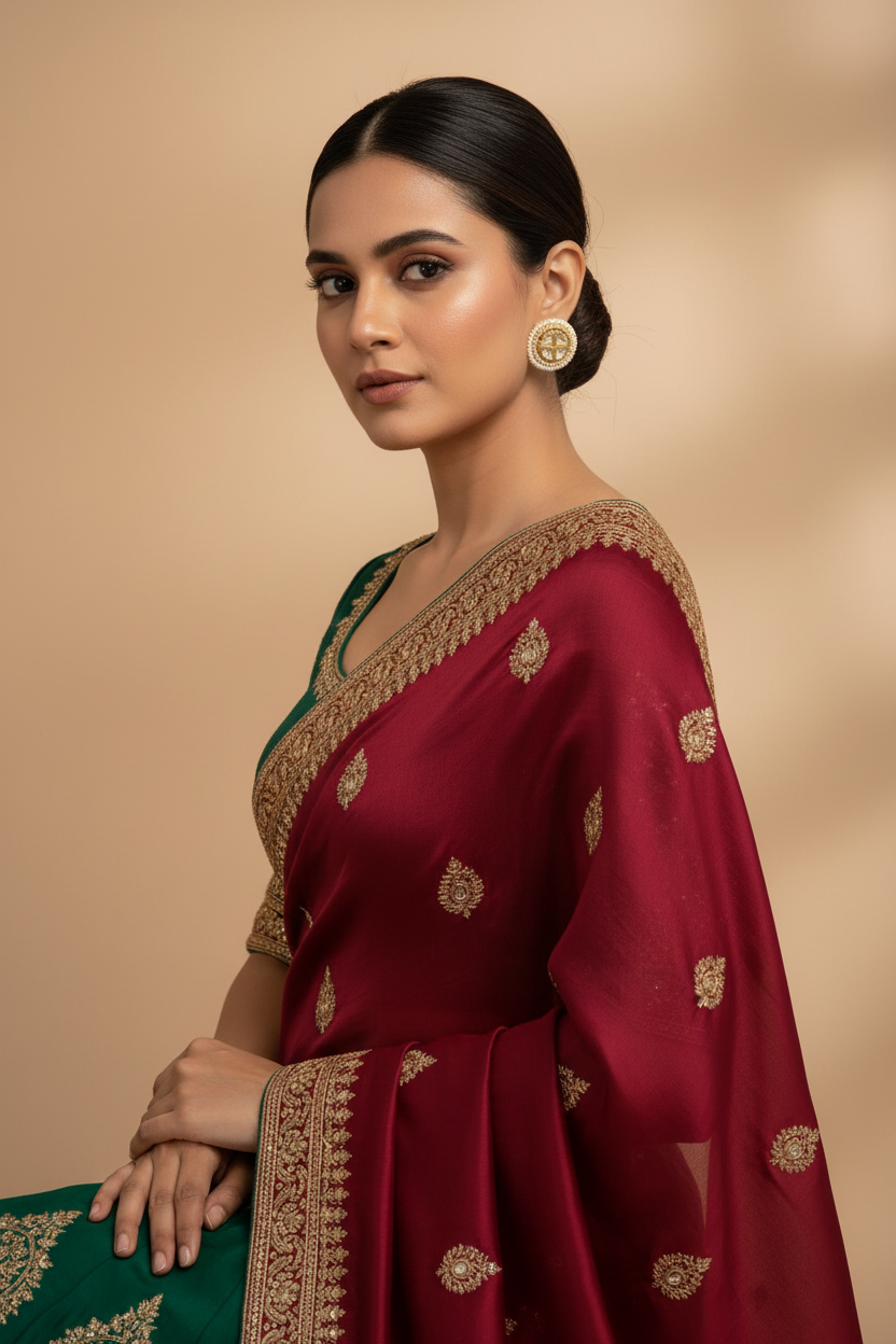 Gold Leena Kundan Studs