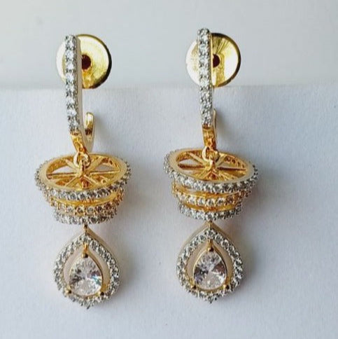 American Diamond Gold Oni Dangler Earrings