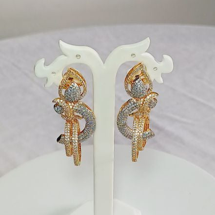 Gold Rayka American Diamond Dangle Earrings
