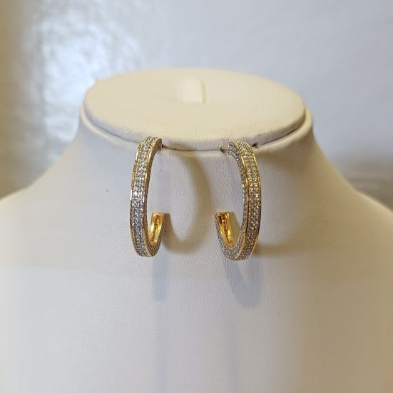 American Diamond Gold Yashvi Hoop Earrings