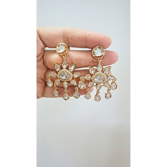Gold Bhagya Kundan Danglers