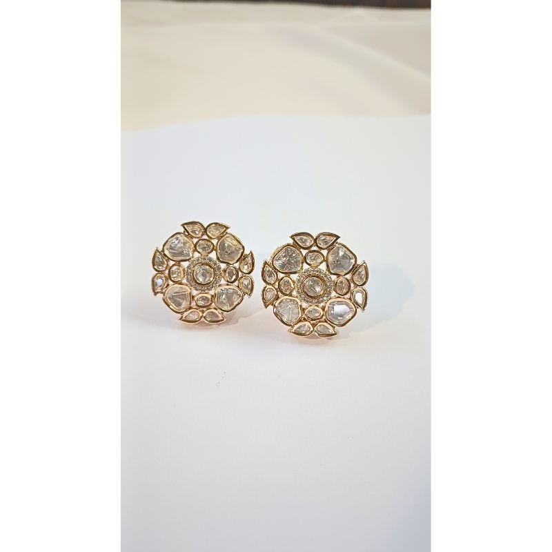 Gold Chitra Kundan Studs