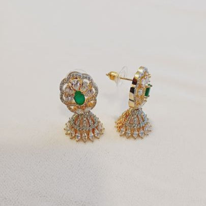 Green Ayra Jhumki - Gold