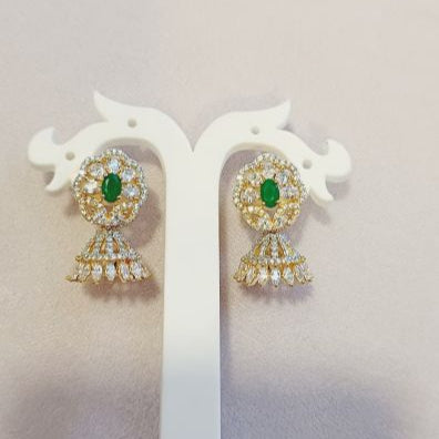 Green Ayra Jhumki - Gold