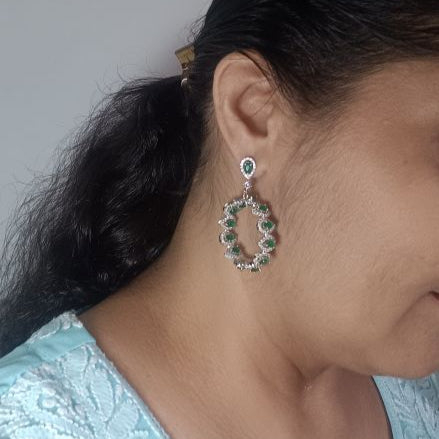Green Bindiya Hoop Silver