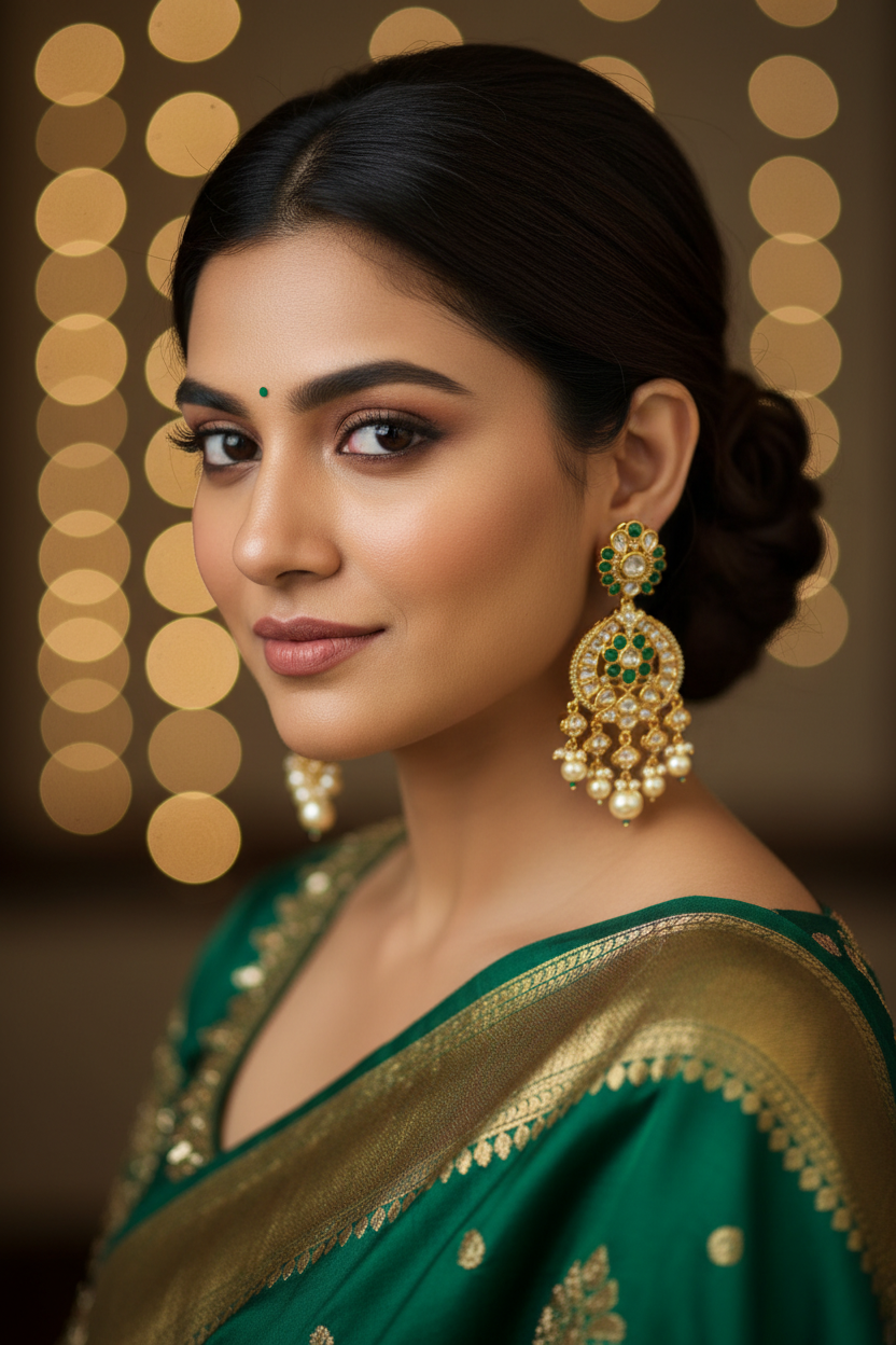 Green Cavery Kundan Dangler