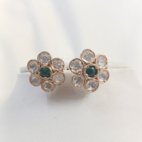 Green Devina Kundan Earrings in Carat Plating on Brass