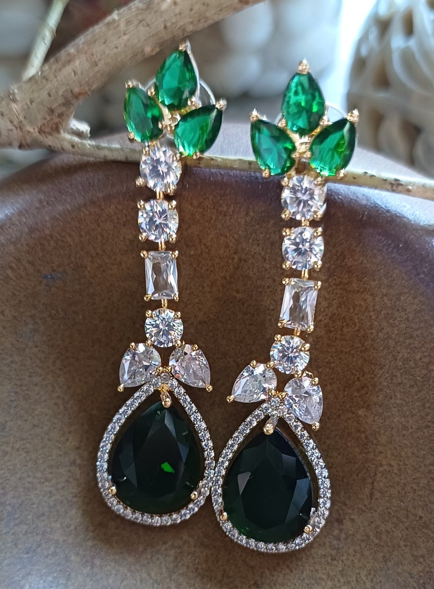 Green Eden Danglers - Gold