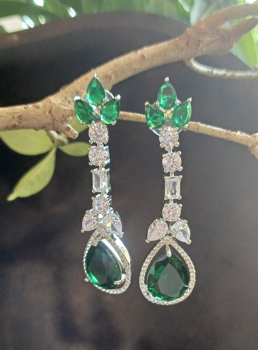 Green Eden Danglers Silver
