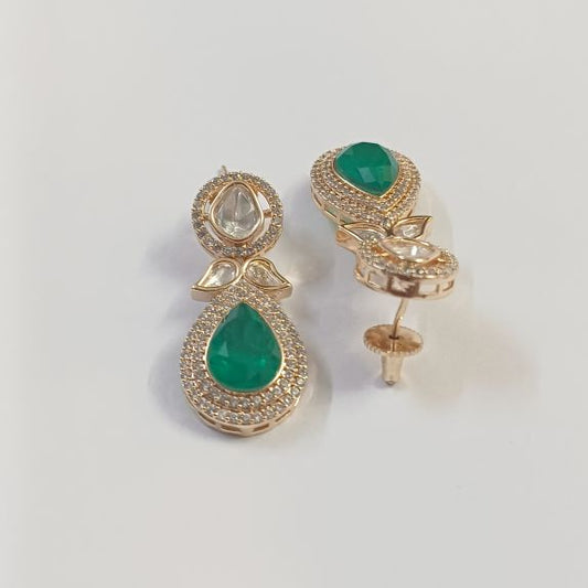 Green Gauri Kundan Drops