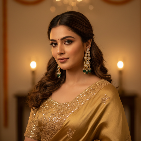 Green Latika Kundan Dangle