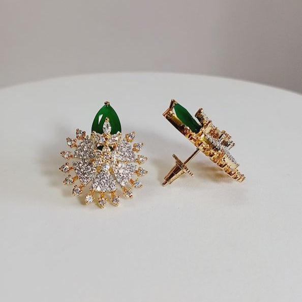 Green Raha Studs - Gold