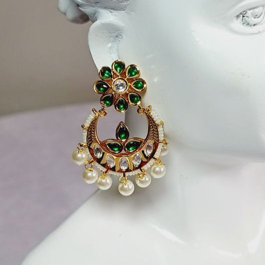 Green Ramya Kundan Chandbali