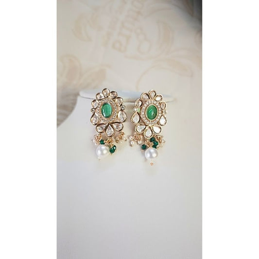 Green Dhara Kundan Drop Gold