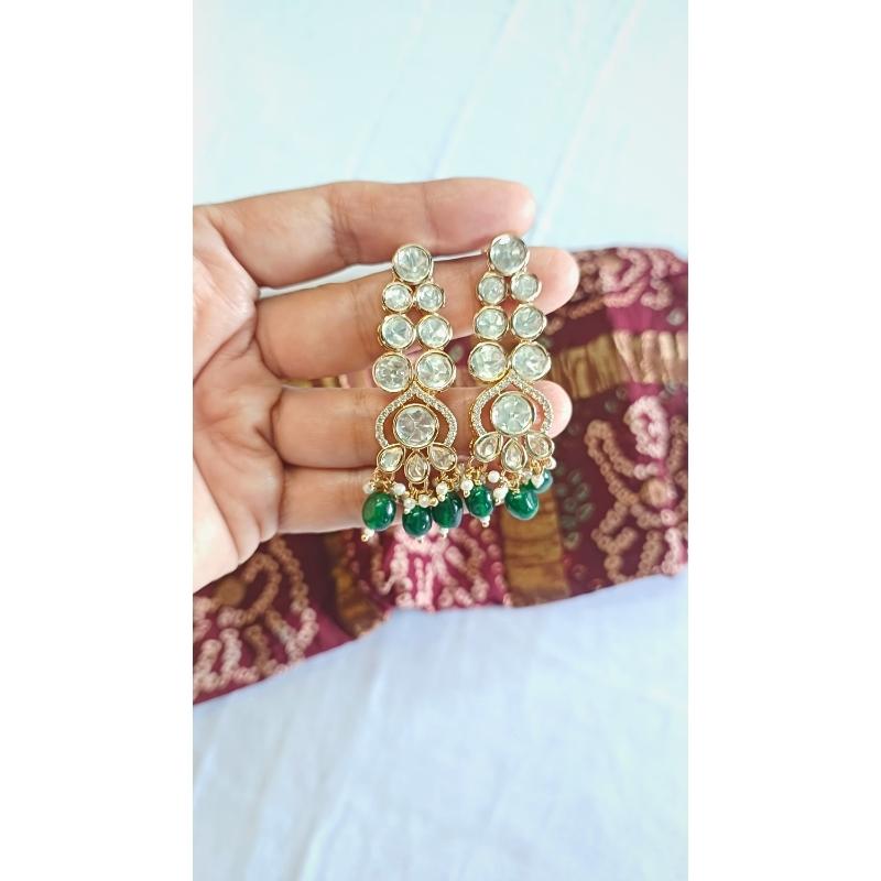 Green Latika Kundan Dangle