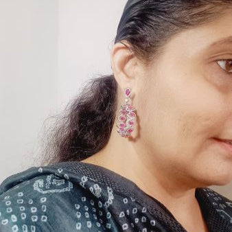 Pink Bindiya Hoop - Silver