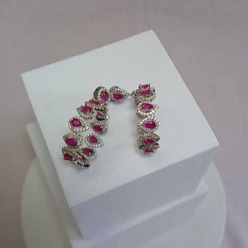 Pink Bindiya Hoop - Silver