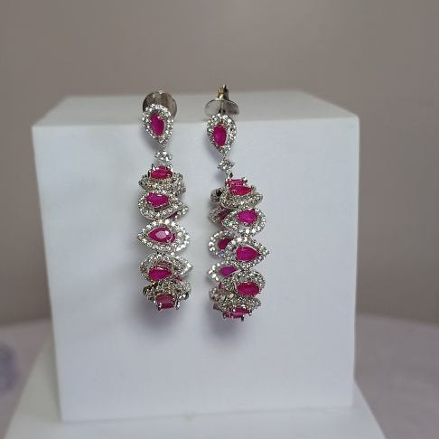 Pink Bindiya Hoop - Silver
