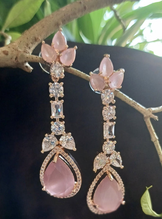 Pink Eden Danglers Rose Gold