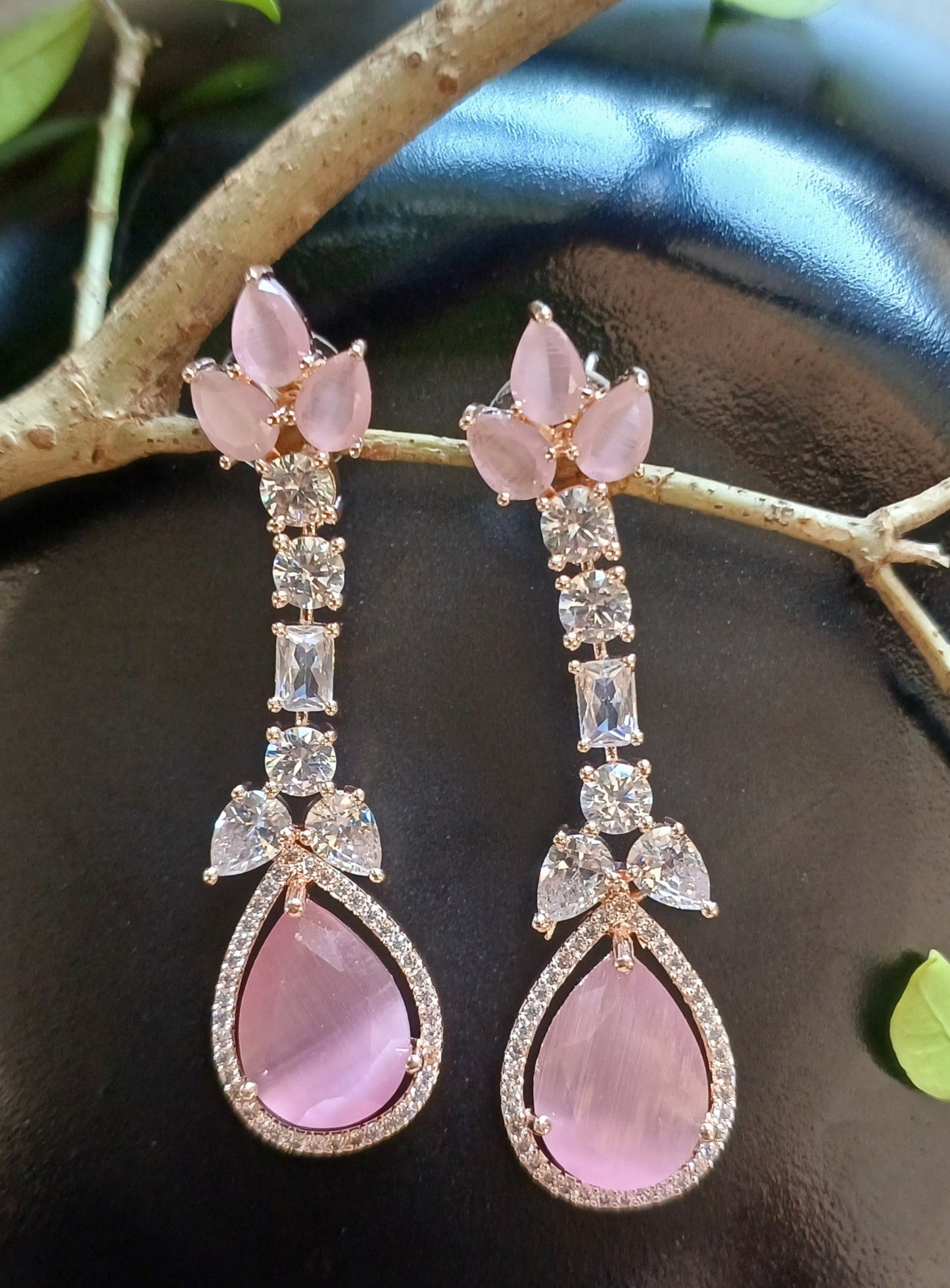 Pink Eden Danglers Rose Gold