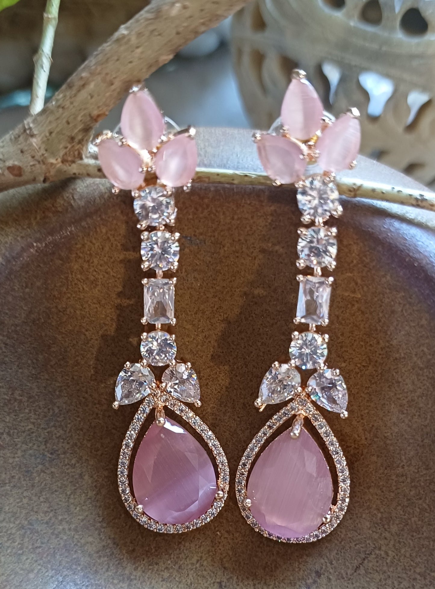 Pink Eden Danglers Rose Gold