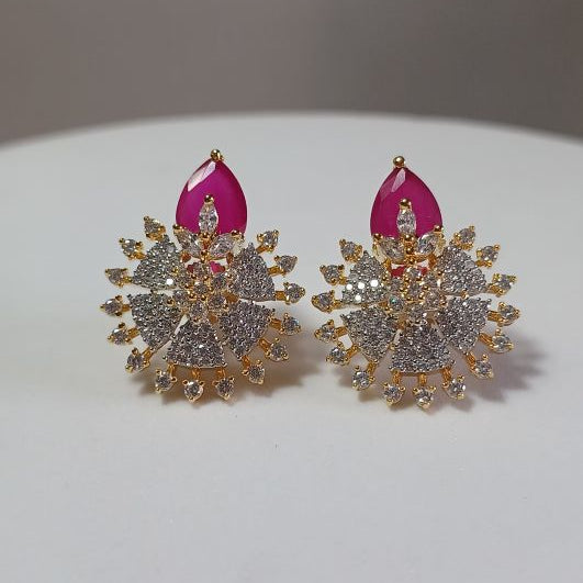 American Diamond Pink Raha Studs Earrings