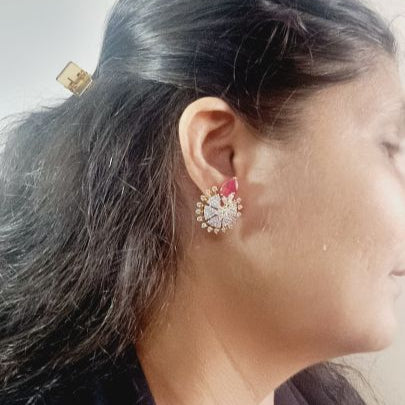 Pink Raha Studs - Gold