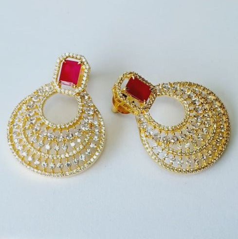 Red Celina Chandbali Gold