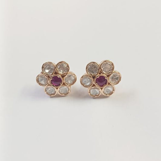 Red Devina Kundan Studs