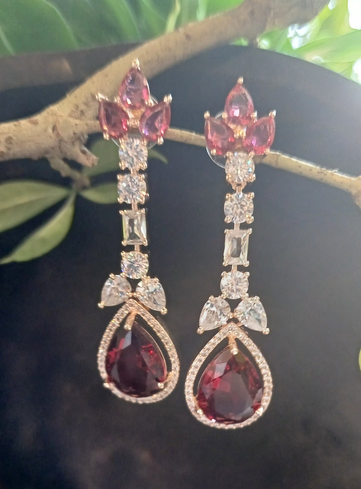 Red Eden Danglers Rose Gold