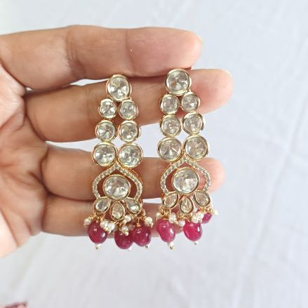 Red Latika Kundan Dangle