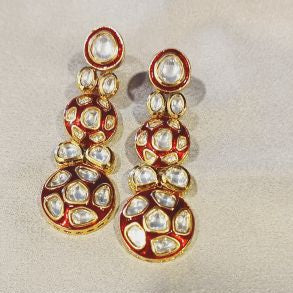 Kundan Red Naini Dangler Earrings