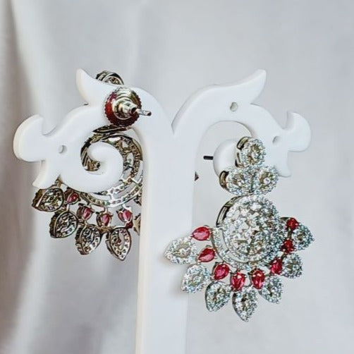 Red Niyati Dangler - Silver