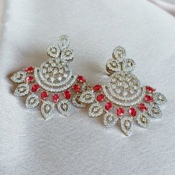 American Diamond Red Niyati Dangler - Silver